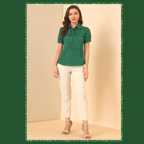 Allegra K Tops - Allegra K Green Polka Dot Blouse • NWT • 25" p2p 26" length